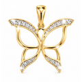 20mm x 15mm Dije Mariposa Calada con Diamantes Naturales Oro 10k