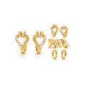 Aretes de Dama Oro 14k Huggie Corazón de Bolitas y Circonios
