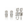 Aretes de Dama Oro Blanco 14k Huggie Canal con Circonios Princesa