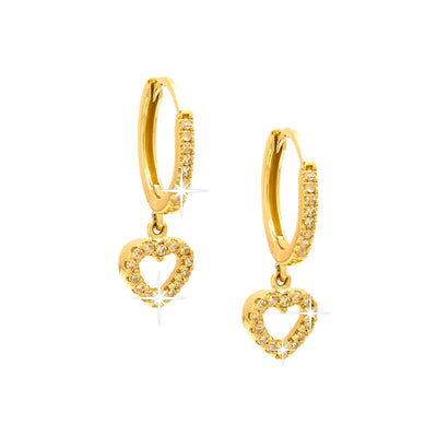 20mm Aretes de Dama Oro 14k Argolla Corazón con Diamantes Naturales