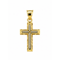 15mm x 20mm Dije Cruz Biselada con Circonios Oro 10k