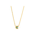 5.6mm Collar Oro 14k con Halo Redondos con Esmeralda y Diamantes Naturales