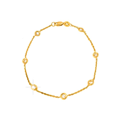 Brazalete de Dama Oro 14k Redondos con Diamantes Naturales
