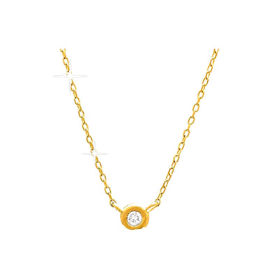 3.5mm Collar Oro 14k Redondos con Diamantes Naturales