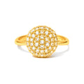 Anillo de Dama Oro 14k Disco Abovedado de Circonias