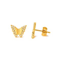 Aretes de Dama Oro 10k Mariposa con Ala de Circonios