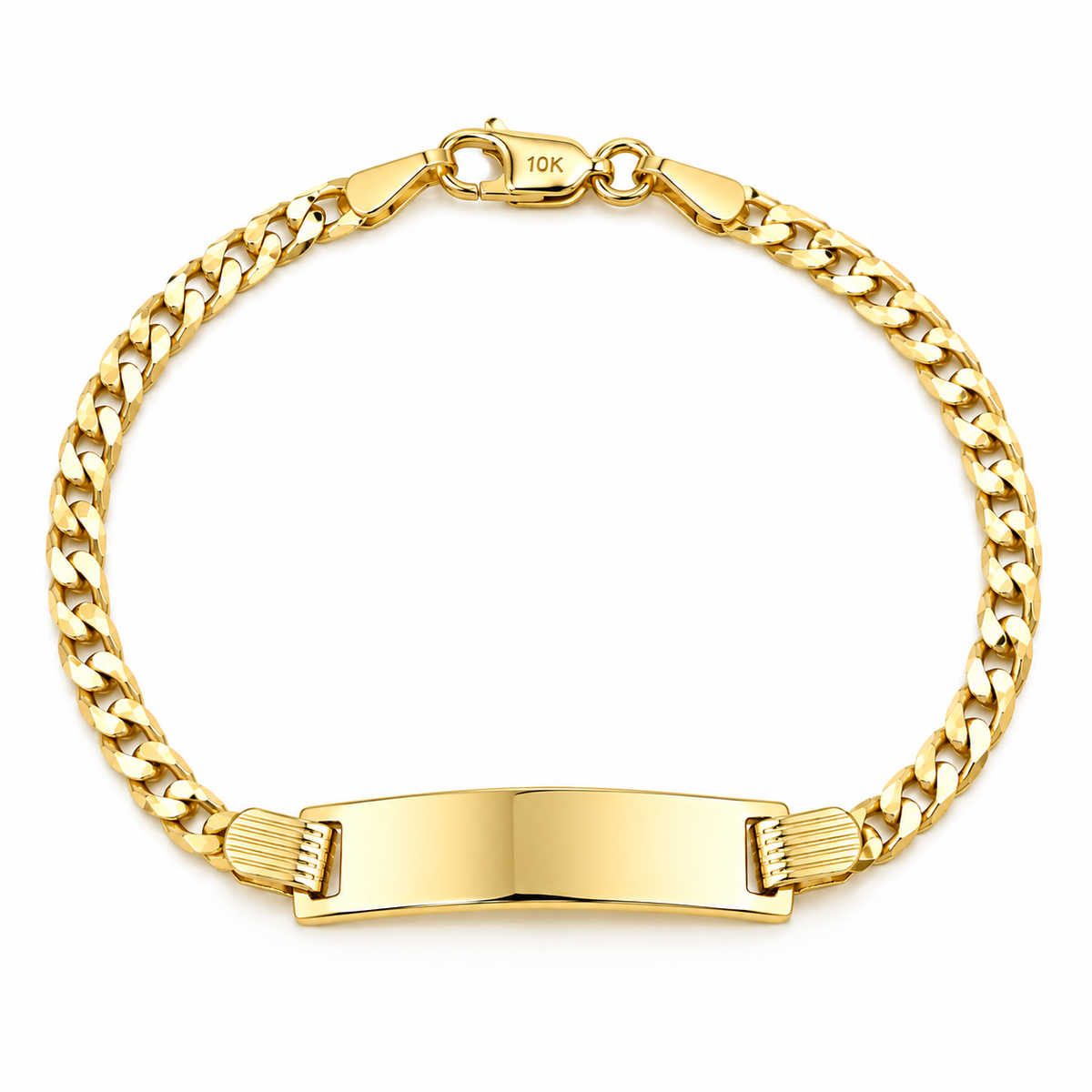 3mm Brazalete de Dama Oro 10k Eslabón Cubano Sólido con Placa
