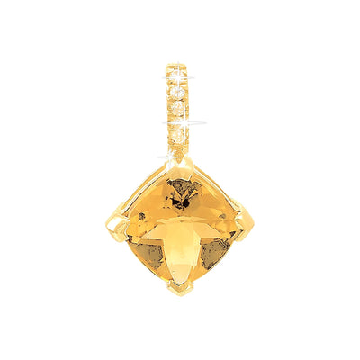 7mm Dije Oro 14k con Citrino y Diamantes Naturales
