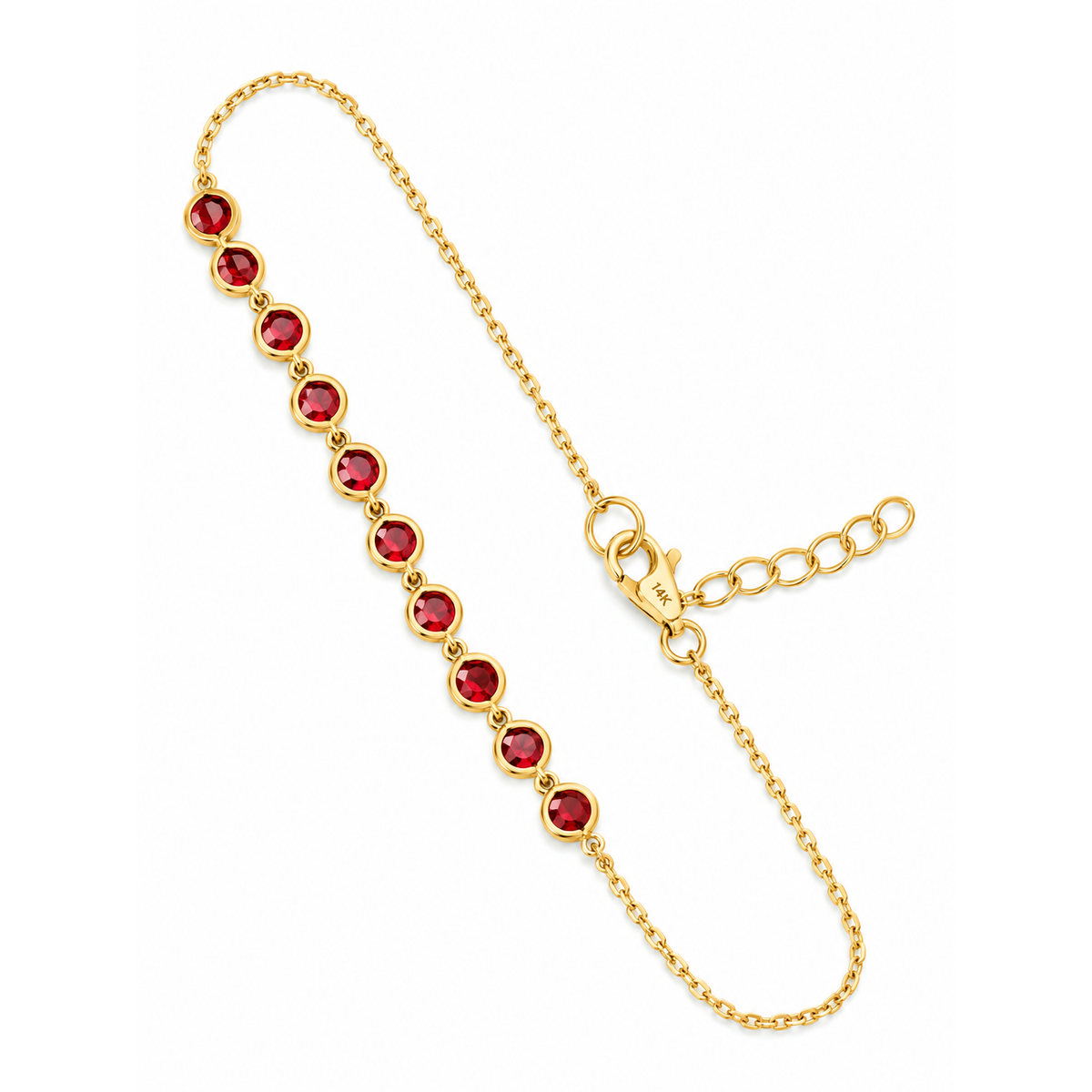 Brazalete de Dama Oro 14k con Circonios Rojos