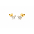 5x4mm Aretes de Dama Oro 14k Mariposa con Pavé de Diamantes Naturales