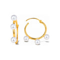 Aretes de Dama Oro 14k Aro con Perlas