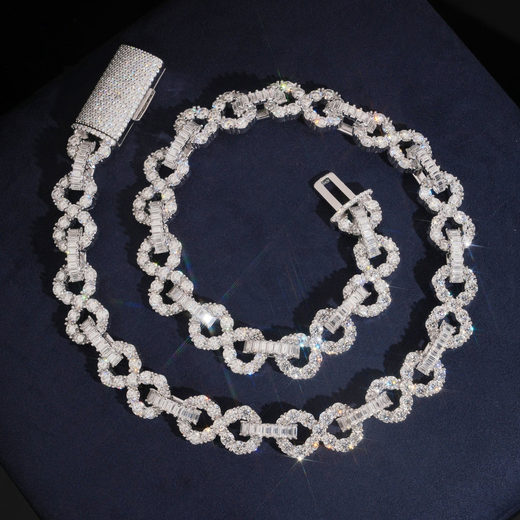 12MM Cadena Infinity Link Baguette Moissanite Zinc