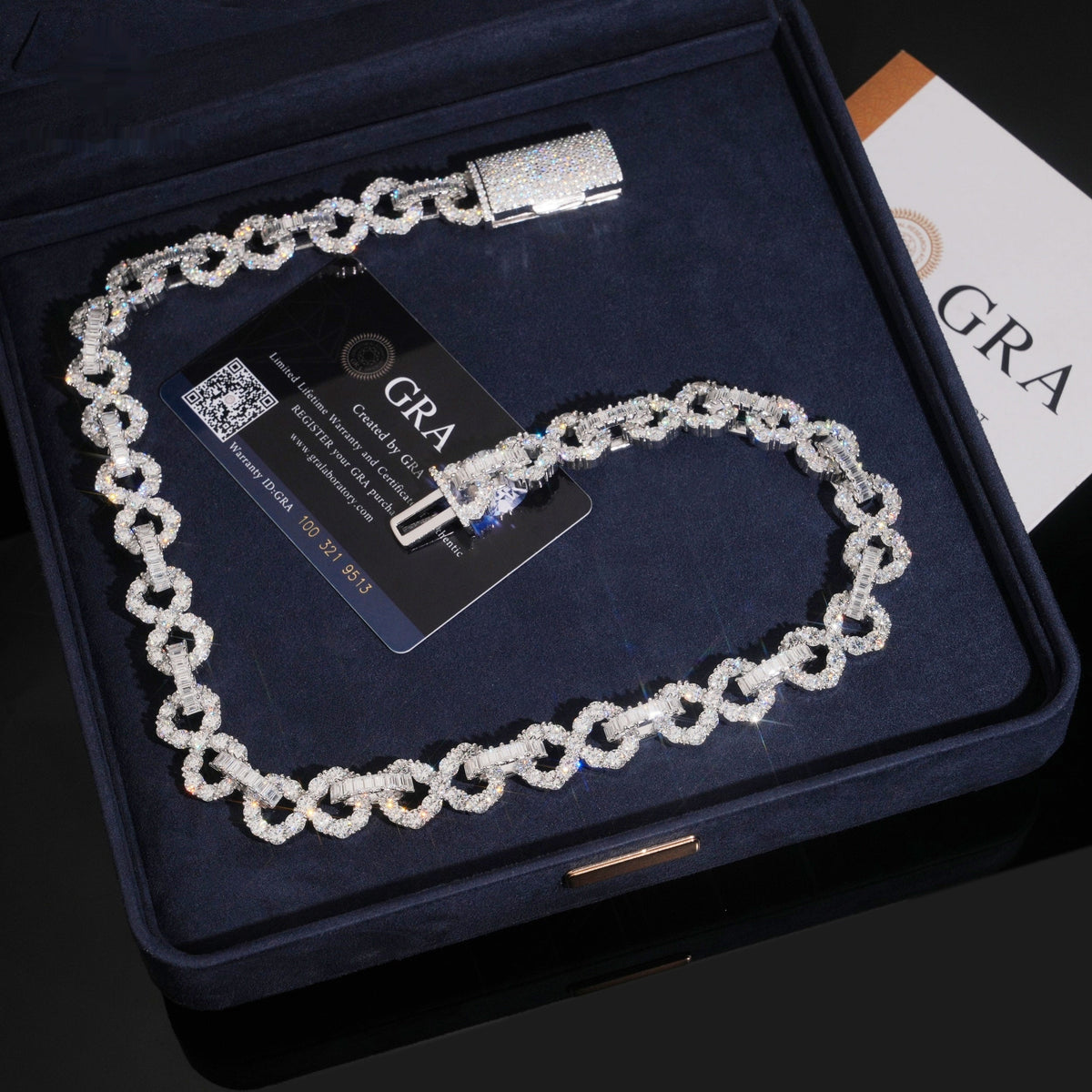12MM Cadena Infinity Link Baguette Moissanite Zinc