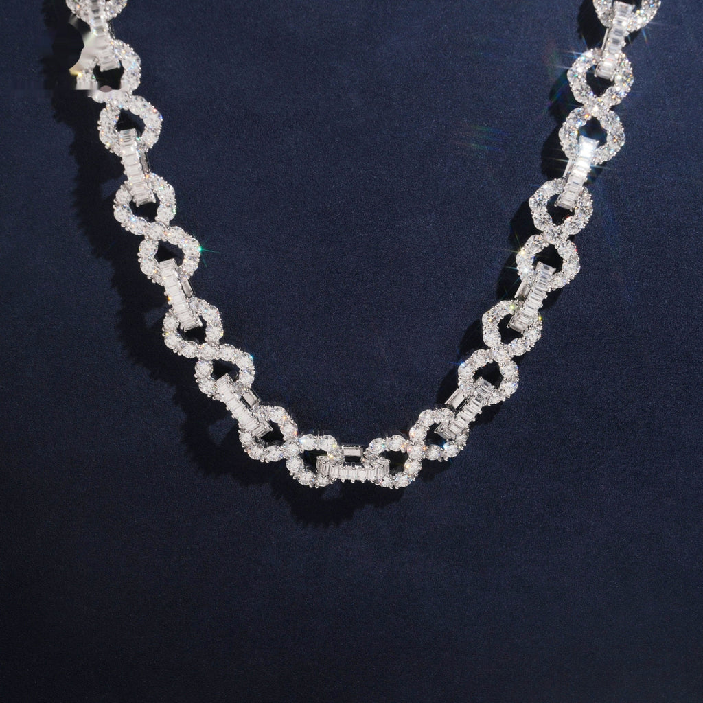12MM Cadena Infinity Link Baguette Moissanite Zinc