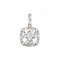 7.8x7.8mm Dije Topacio Blanco Cojín Oro Blanco 14k con Halo de Diamantes Naturales