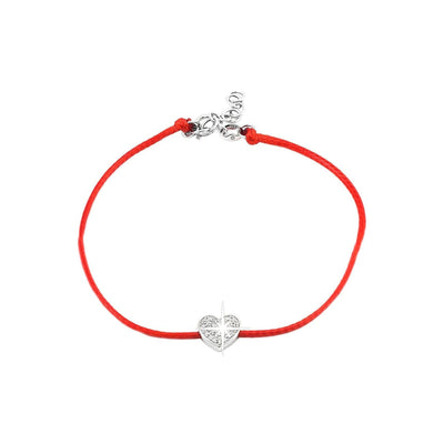 8x6mm Brazalete de Dama Oro Blanco 14k Corazón Pavé con Diamantes Naturales