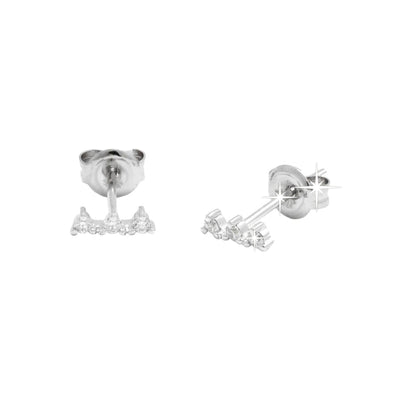 3x7mm Aretes de Dama Oro Blanco 14k con Diamantes Naturales