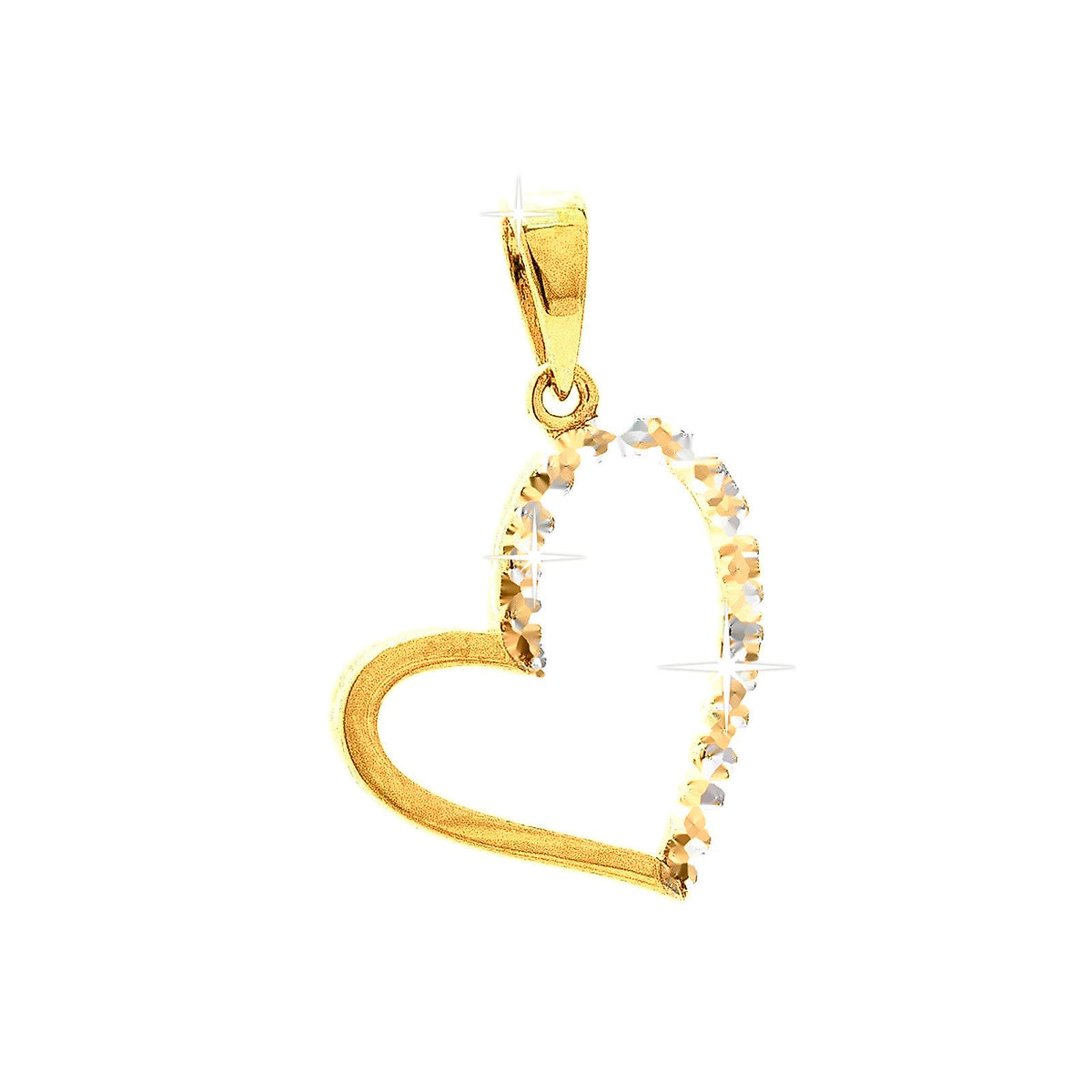 14.5x20mm Dije Oro 14k Corazón Pavé con Diamantes Naturales