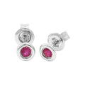 5mm Aretes de Dama Oro Blanco 14k Redondos con Rubí