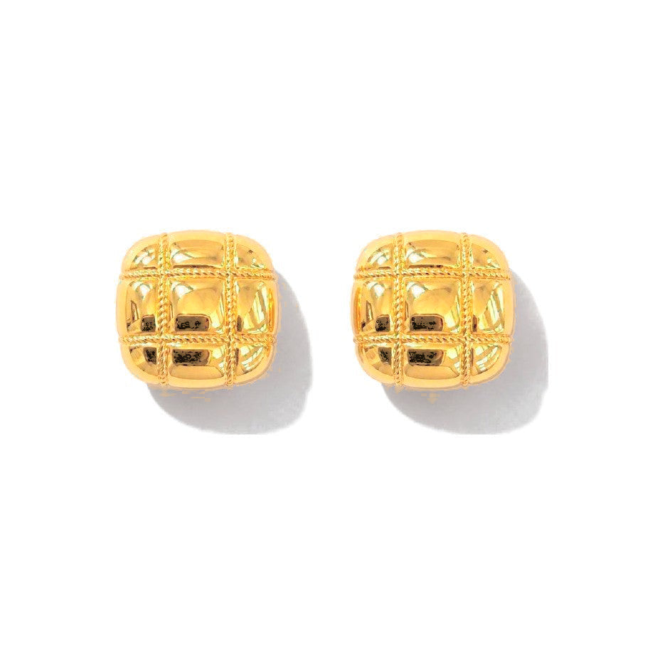 Aretes de Dama Oro 10k Domo Acolchado