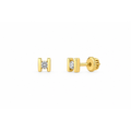 Aretes para Bebé Oro 14k Barras con Circonio Central