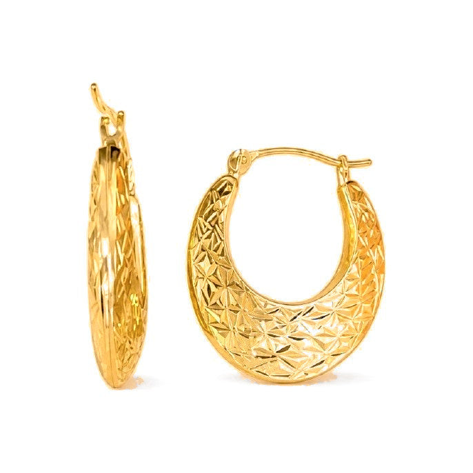 Aretes de Dama Oro 10k Argolla Croissant Estrellada