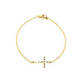 Brazalete de Dama Oro 14k Cruz con Zafiro y Diamantes Naturales