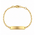 Brazalete Infantil Oro 14k Eslabón Rectangular con Placa