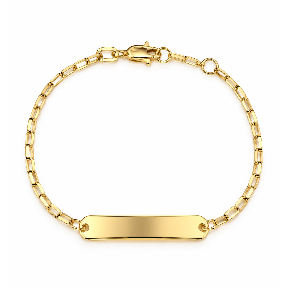 Brazalete Infantil Oro 14k Eslabón Rectangular con Placa
