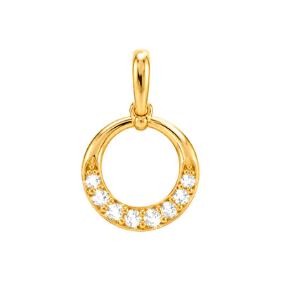 Dije Círculo Media Luna con Diamantes Naturales Oro 14k