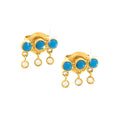 7x9mm Aretes de Dama Oro 14k con Turquesa y Diamantes Naturales