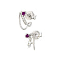 Aretes de Dama Oro Blanco 14k Redondos con Rubí y Diamantes Naturales