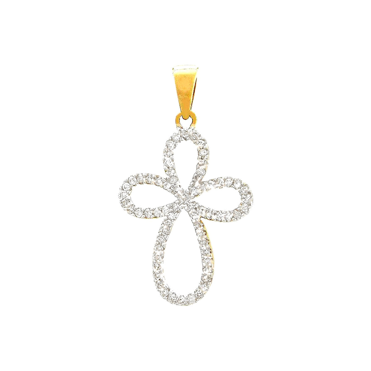 Dije Oro 14k Cruz con Diamantes Naturales
