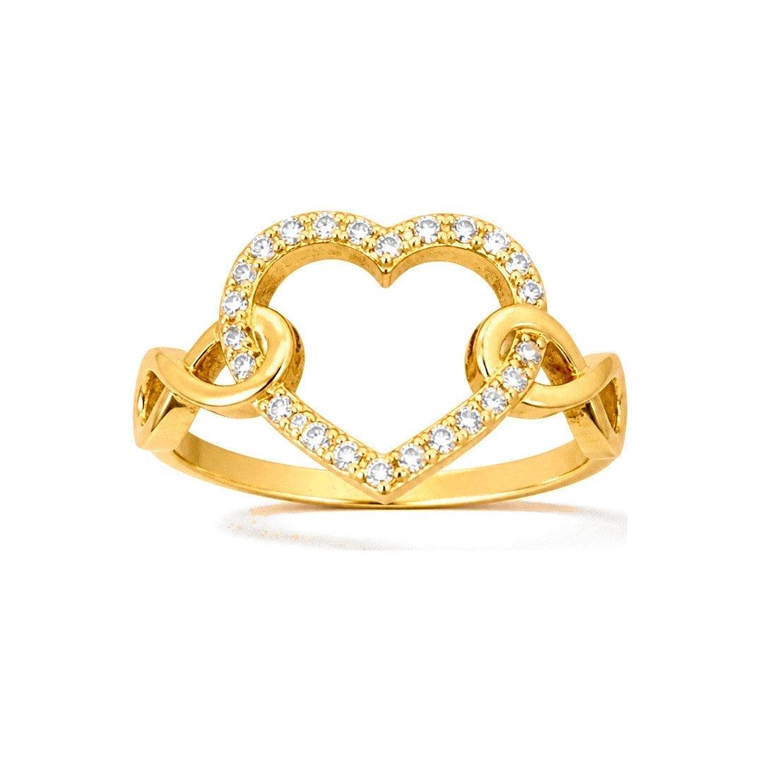 Anillo de Dama Oro 10k Corazón Calado con Nudos