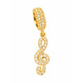 Charm Colgante Oro 10k Clave de Sol con Circonios Compatible con Pulseras Europeas