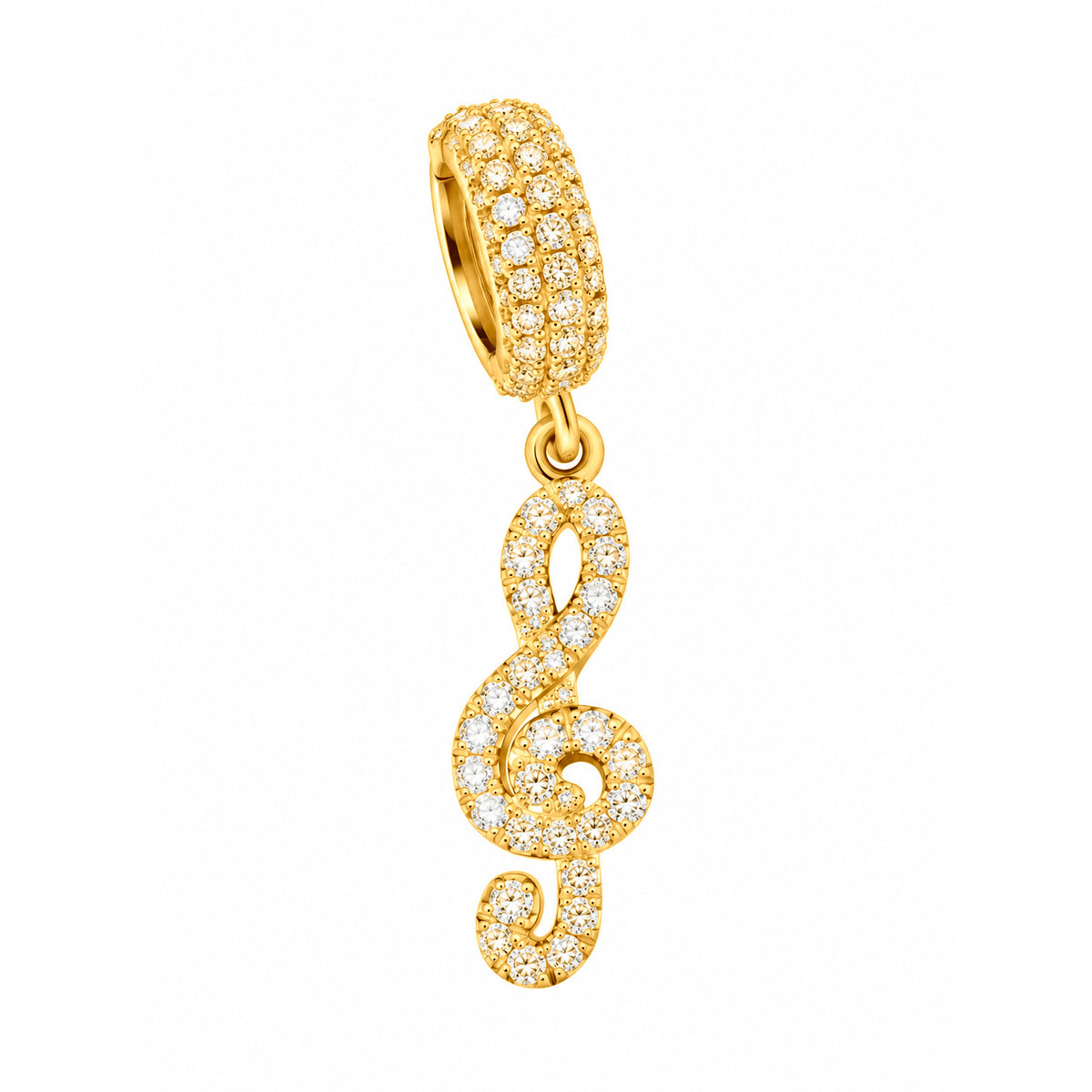 Charm Colgante Oro 10k Clave de Sol con Circonios Compatible con Pulseras Europeas