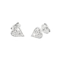 7x9mm Aretes de Dama Oro Blanco 14k Corazón Pavé con Diamantes Naturales