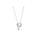 7mm Collar Oro Blanco 14k Inicial Pavé con Diamantes Naturales