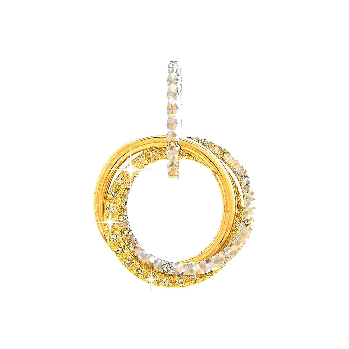 13x18.6mm Dije Oro Tricolor 14k Redondos Pavé con Diamantes Naturales