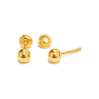 Aretes de Dama Oro 18k Bola Lisa con Tornillo