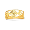 Anillo de Dama Oro 14k Florecitas Talladas Banda Ancha