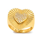 Anillo de Dama Oro 10k Corazon Pave con Rayos