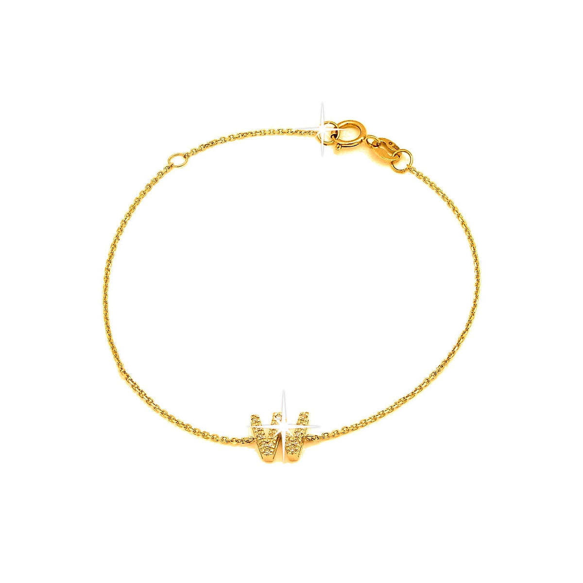 Brazalete de Dama Oro 14k Inicial con Diamantes Naturales