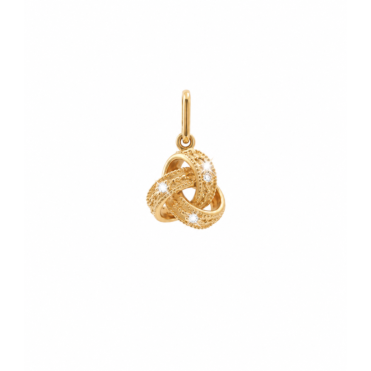 Dije Nudo Texturizado Oro 14k con Circonios