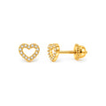 Aretes para Bebé Oro 14k Corazón Calado con Borde Pavé