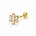 Piercing de Cartílago Oro 14k Flor de Circonios