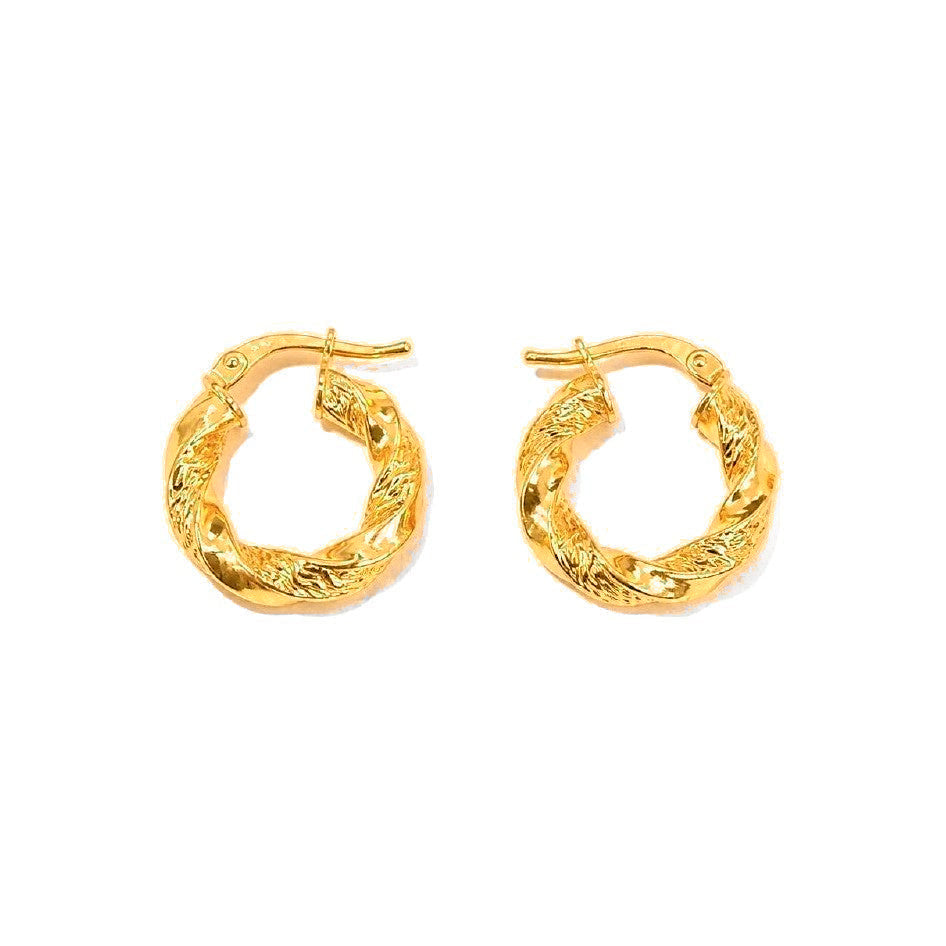 Aretes de Dama Oro 10k Argolla Retorcida Soga