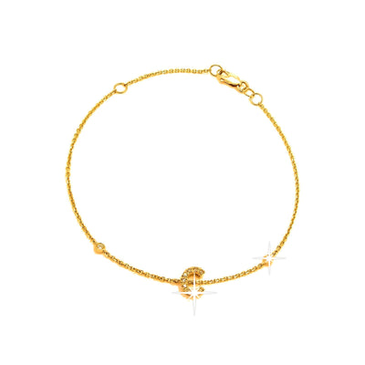 7mm Brazalete de Dama Oro 14k Inicial Pavé con Diamantes Naturales