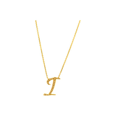 Collar Oro 14k Inicial Pavé con Diamantes Naturales