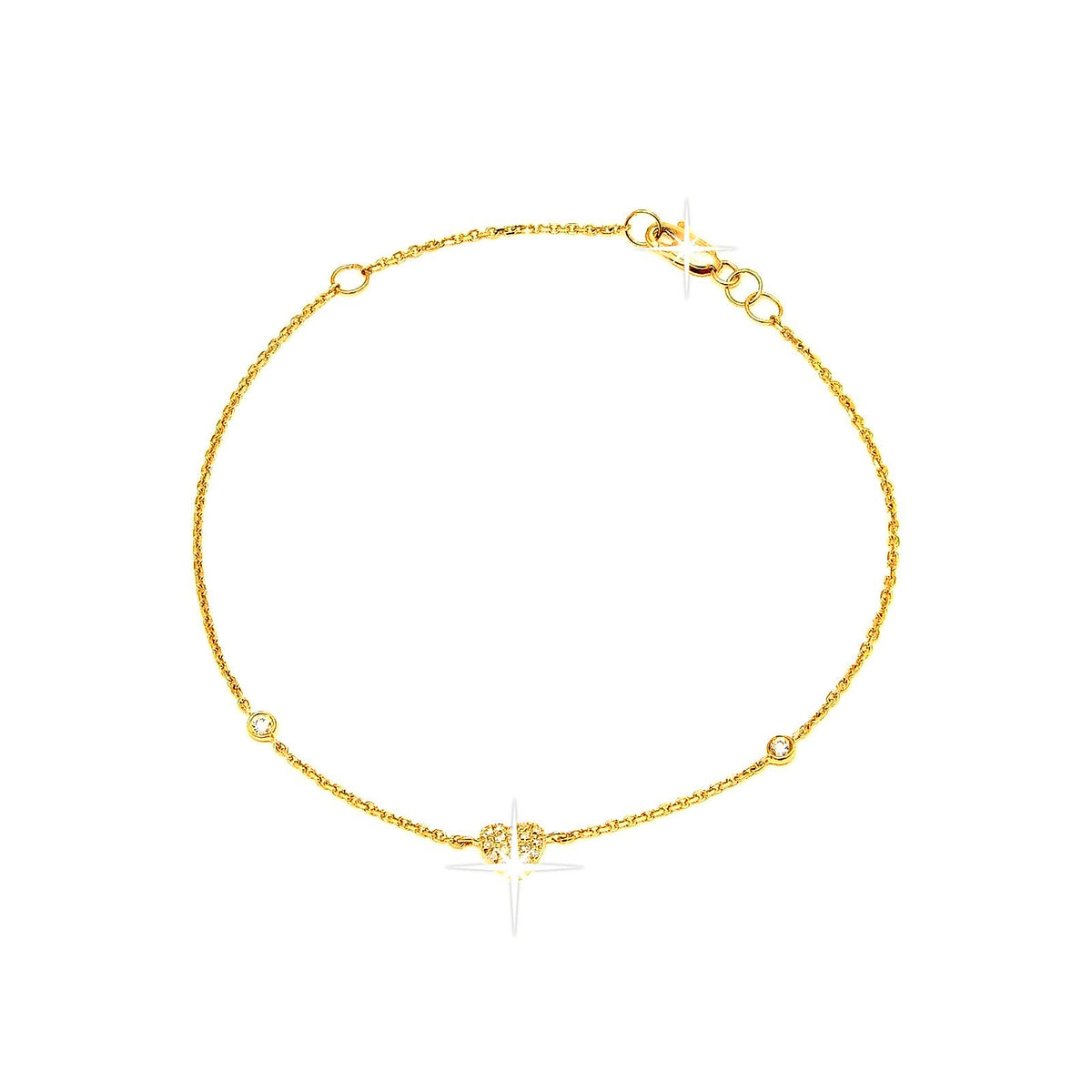 5mm Brazalete de Dama Oro 14k Corazón Pavé con Diamantes Naturales